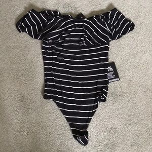 NWT Express striped off the shoulder bodysuit